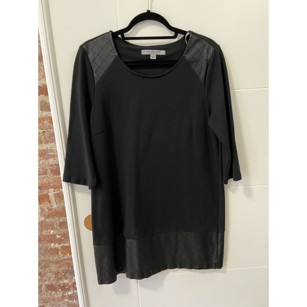 Chic black leather mini dress